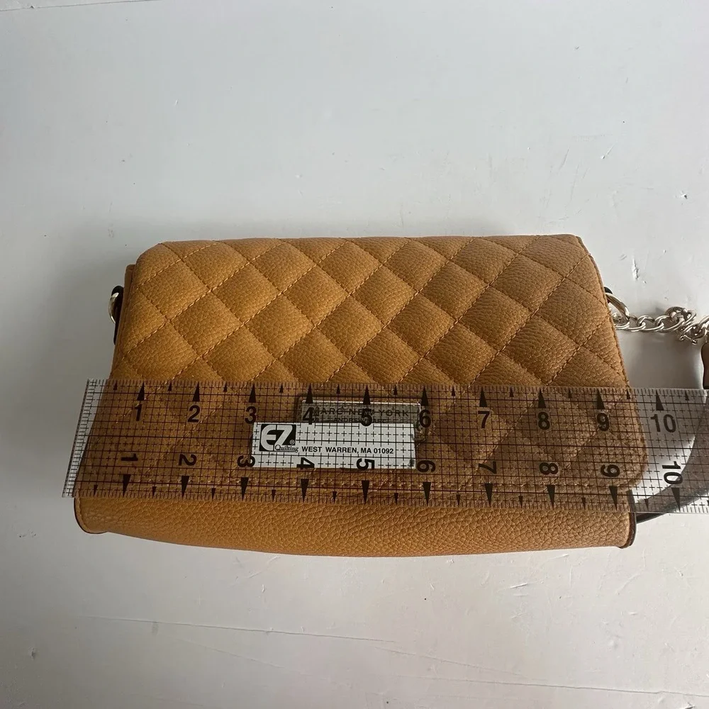 Marc NY‎ Andrew Marc Pebbled Leather Quilted Flap Purse Handbag Mustard Gold Y2K
